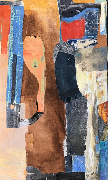 While He Ran Errands, Oil & Mixed Media Collage, 20x12