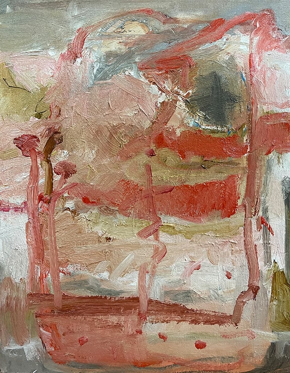 Red and Army Green, Oil, 14x11